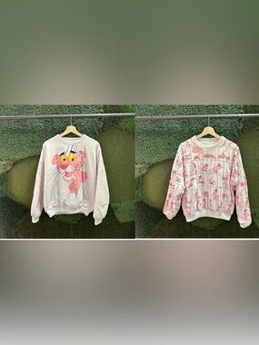 Vintage REVERSIBLE PINK PANTHER Big Print Crewneck Large